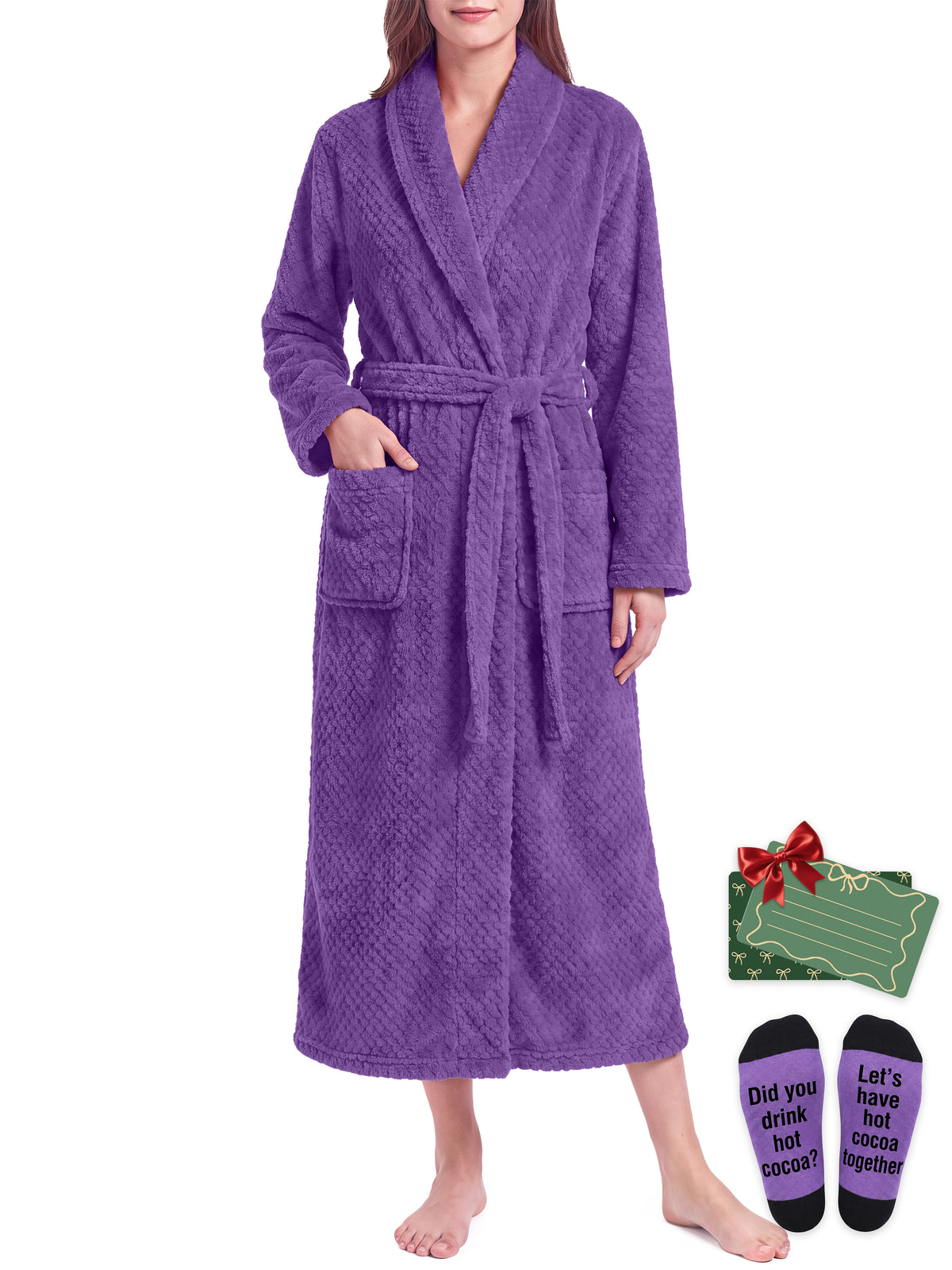 Weekease Flannel Robe for Woman V Neck Long Sleeve Bathroben comfortable Pajamas Tattersall Nightwear
