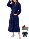 Weekease Flannel Robe for Woman V Neck Long Sleeve Bathroben comfortable Pajamas Tattersall Nightwear