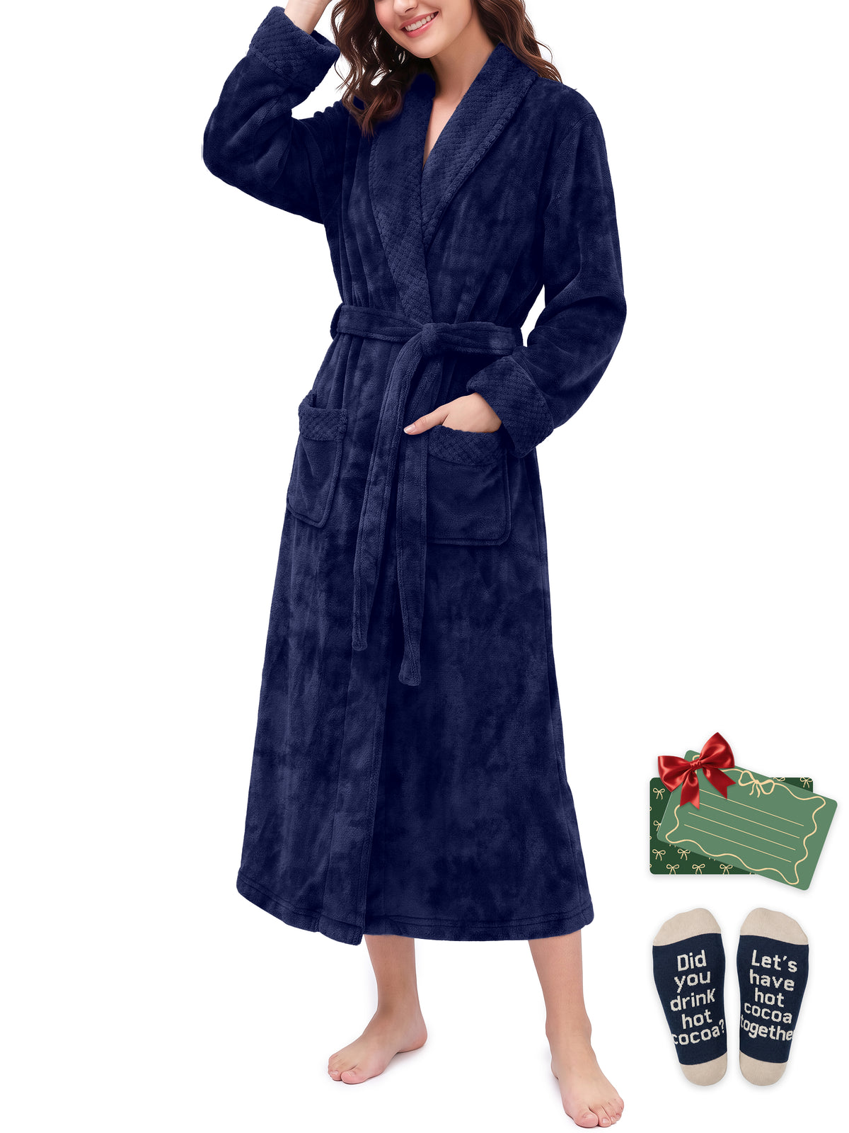 Weekease Flannel Robe for Woman V Neck Long Sleeve Bathroben comfortable Pajamas Tattersall Nightwear