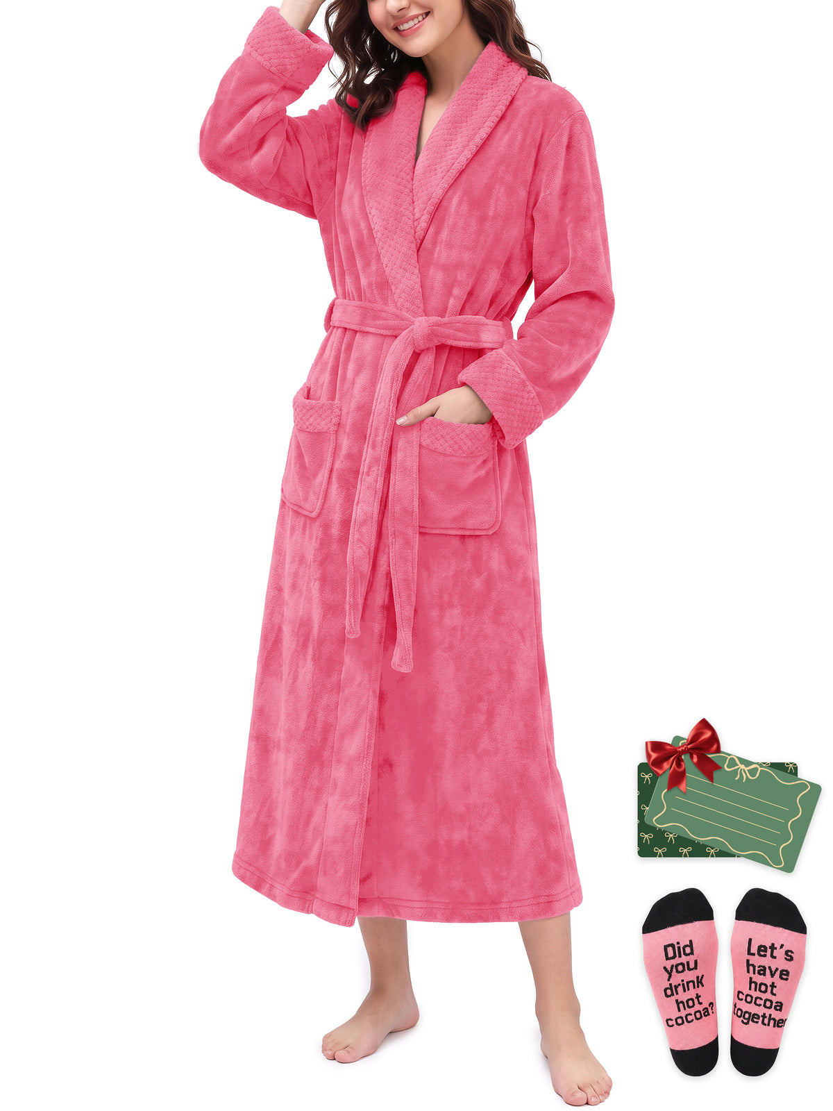 Weekease Flannel Robe for Woman V Neck Long Sleeve Bathroben comfortable Pajamas Tattersall Nightwear