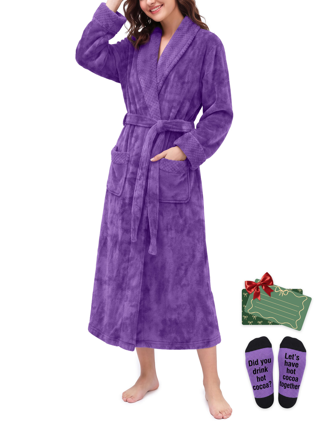 Weekease Flannel Robe for Woman V Neck Long Sleeve Bathroben comfortable Pajamas Tattersall Nightwear