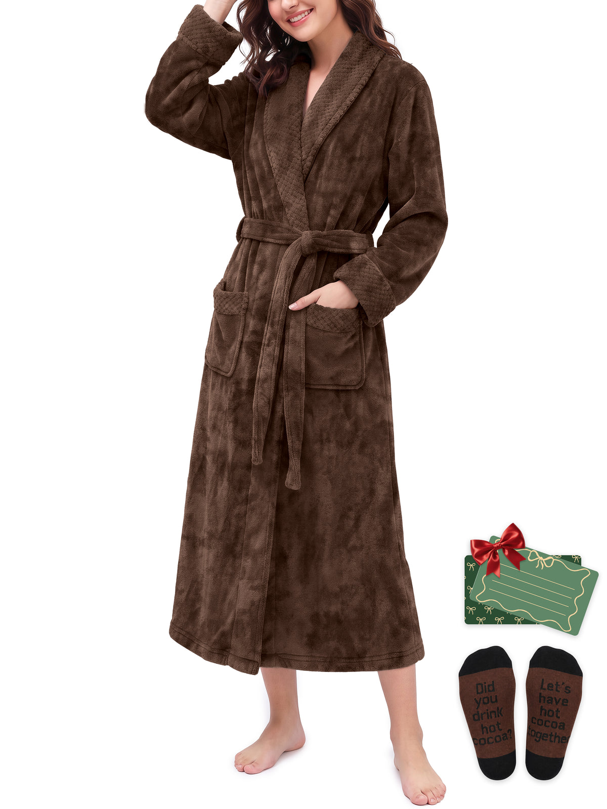 Weekease Flannel Robe for Woman V Neck Long Sleeve Bathroben comfortable Pajamas Tattersall Nightwear