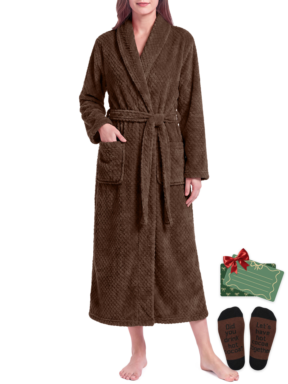 Weekease Flannel Robe for Woman V Neck Long Sleeve Bathroben comfortable Pajamas Tattersall Nightwear